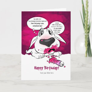 Funny Bull Terrier Cartoon Card "Happy Birthday"