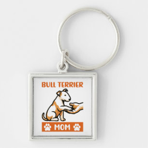 Funny Bull Terrier Dog Key Ring