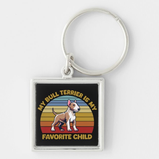 Funny Bull Terrier Dog Keychain (Front)