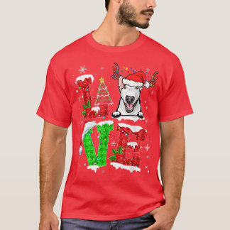 Funny Bull Terrier Dog Tree Christmas Lights Xmas  T-Shirt