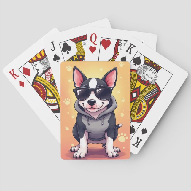 Funny Bull Terrier Kawaii Dog Playing Cards (Back)