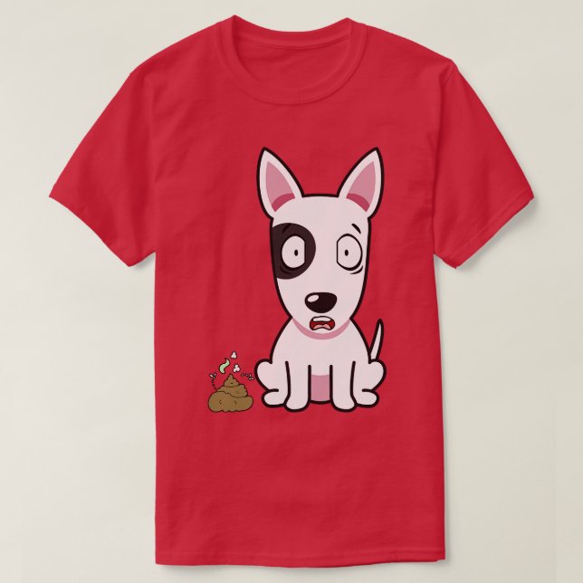 Funny Bull Terrier Smells Poo Poo  T-Shirt (Design Front)