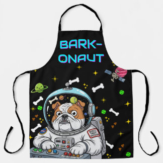 Funny Bulldog "Barkonaut" Pet Lovers Kitchen Gift Apron