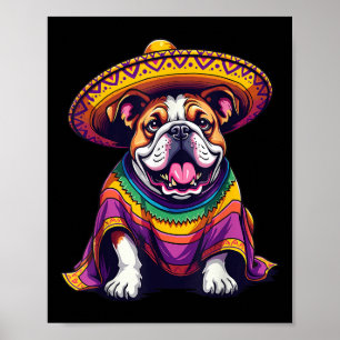 Funny Bulldog Cinco De Mayo Sombrero Dog Mexican P Poster