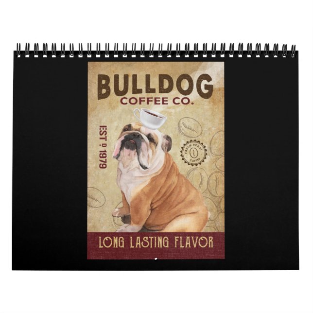 Funny Bulldog Coffee Cup On Head Bulldog Lover Calendar (Cover)