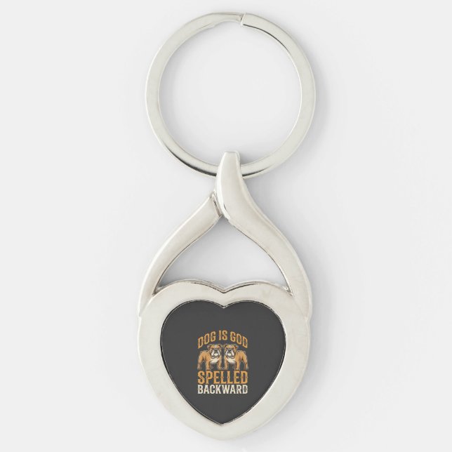 Funny Bulldog Dog Is God Spelled Backward Key Ring (Front)