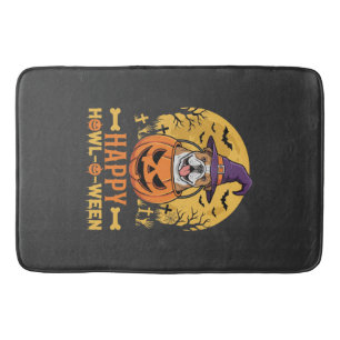 Funny Bulldog Halloween Happy Howl-O-Ween Vintage Bath Mat