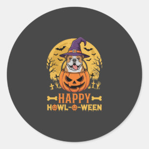 Funny Bulldog Halloween Happy Howl-O-Ween Vintage Classic Round Sticker