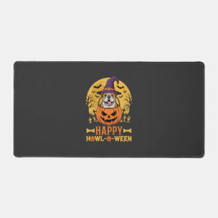 Funny Bulldog Halloween Happy Howl-O-Ween Vintage Desk Mat