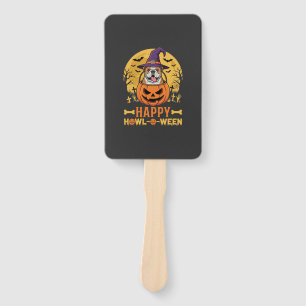Funny Bulldog Halloween Happy Howl-O-Ween Vintage Hand Fan