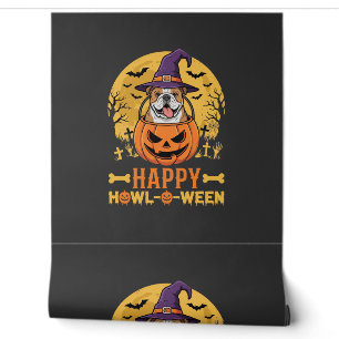 Funny Bulldog Halloween Happy Howl-O-Ween Vintage Wallpaper
