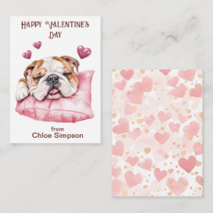 Funny Bulldog Kid's Valentine Classroom Party Card