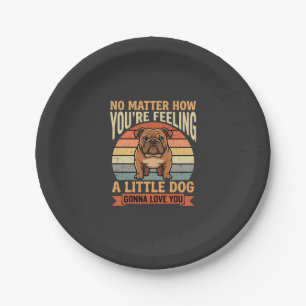 Funny Bulldog Love Quote Retro Dog Paper Plate