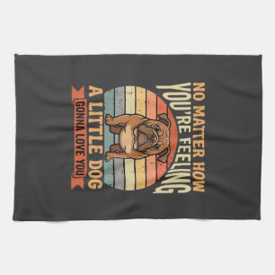 Funny Bulldog Love Quote Retro Dog Tea Towel