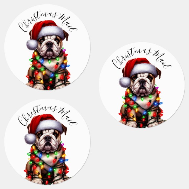 Funny Bulldog Modern Cute Christmas lights (Group)