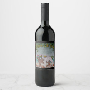 Funny Bulldog On Beach Dog Lovers Gifts Wine Label