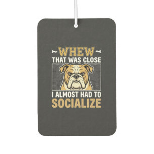 Funny Bulldog Socialise Dog Car Air Freshener