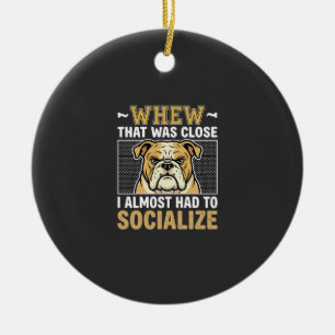 Funny Bulldog Socialise Dog Ceramic Tree Decoration