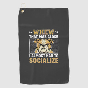 Funny Bulldog Socialise Dog Golf Towel