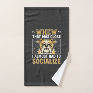 Funny Bulldog Socialise Dog Hand Towel