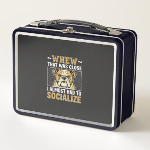 Funny Bulldog Socialise Dog Metal Lunch Box