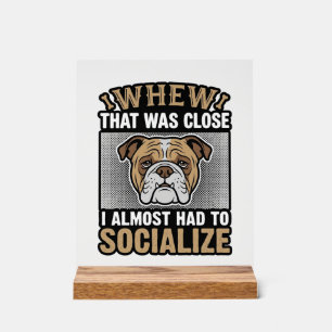 Funny Bulldog Socialise Vintage Vector Shirt Desig Acrylic Sign