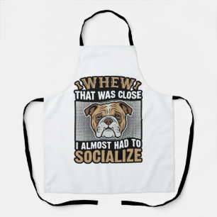 Funny Bulldog Socialise Vintage Vector Shirt Desig Apron