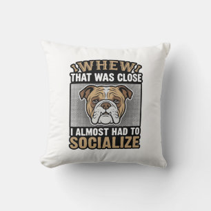 Funny Bulldog Socialise Vintage Vector Shirt Desig Cushion