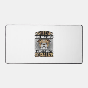 Funny Bulldog Socialise Vintage Vector Shirt Desig Desk Mat