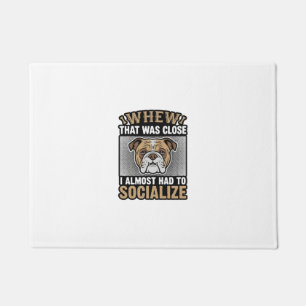 Funny Bulldog Socialise Vintage Vector Shirt Desig Doormat