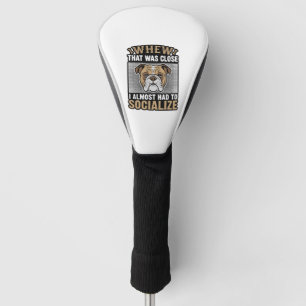 Funny Bulldog Socialise Vintage Vector Shirt Desig Golf Head Cover