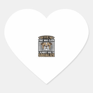 Funny Bulldog Socialise Vintage Vector Shirt Desig Heart Sticker