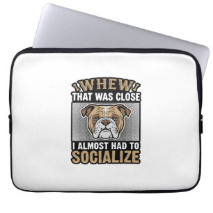 Funny Bulldog Socialise Vintage Vector Shirt Desig Laptop Sleeve