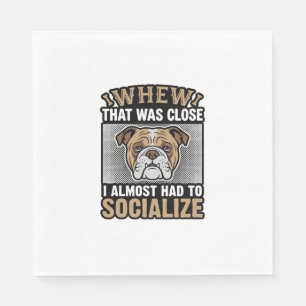 Funny Bulldog Socialise Vintage Vector Shirt Desig Napkin