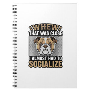 Funny Bulldog Socialise Vintage Vector Shirt Desig Notebook