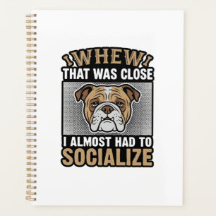 Funny Bulldog Socialise Vintage Vector Shirt Desig Planner