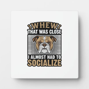 Funny Bulldog Socialise Vintage Vector Shirt Desig Plaque