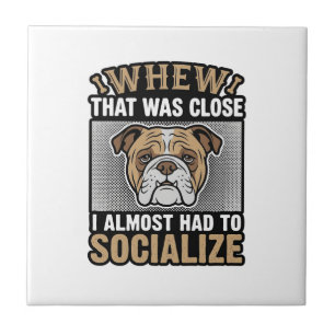 Funny Bulldog Socialise Vintage Vector Shirt Desig Tile