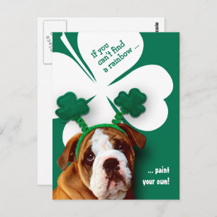 Funny Bulldog St. Patrick's Day Custom Postcard