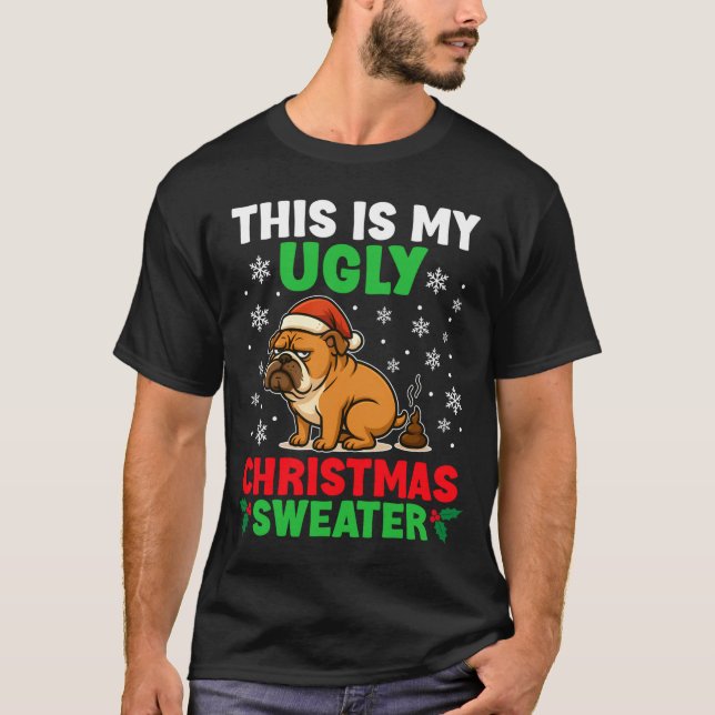 Funny Bulldog Ugly Christmas Sweater Hilarious Dog (Front)