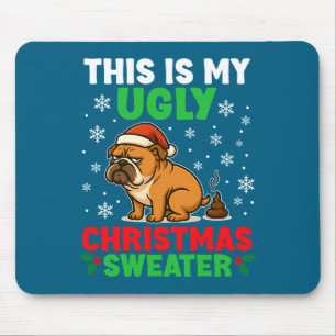 Funny Bulldog Ugly Christmas Sweater Hilarious Dog Mouse Mat