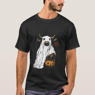 Funny Bullsheet Halloween Highland Cow Ghost Moo I T-Shirt