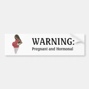 FUNNY Bumper Sticker Pregnant and Hormonal