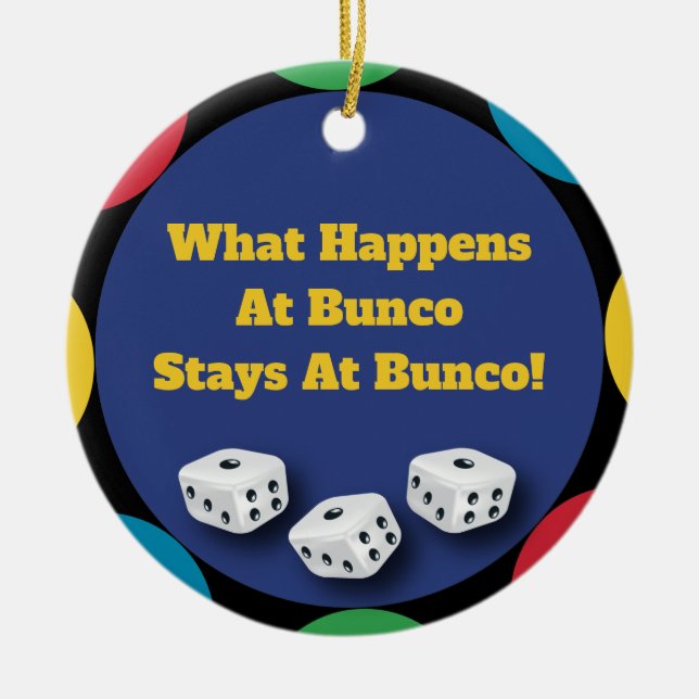 Funny Bunco Dice Game Holiday Gift Ceramic Tree Decoration (Front)
