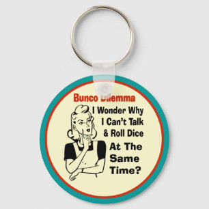 Funny Bunco Dilemma With Retro Woman Key Ring
