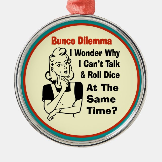 Funny Bunco Dilemma With Retro Woman Metal Tree Decoration (Front)