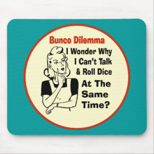 Funny Bunco Dilemma With Retro Woman Mouse Mat