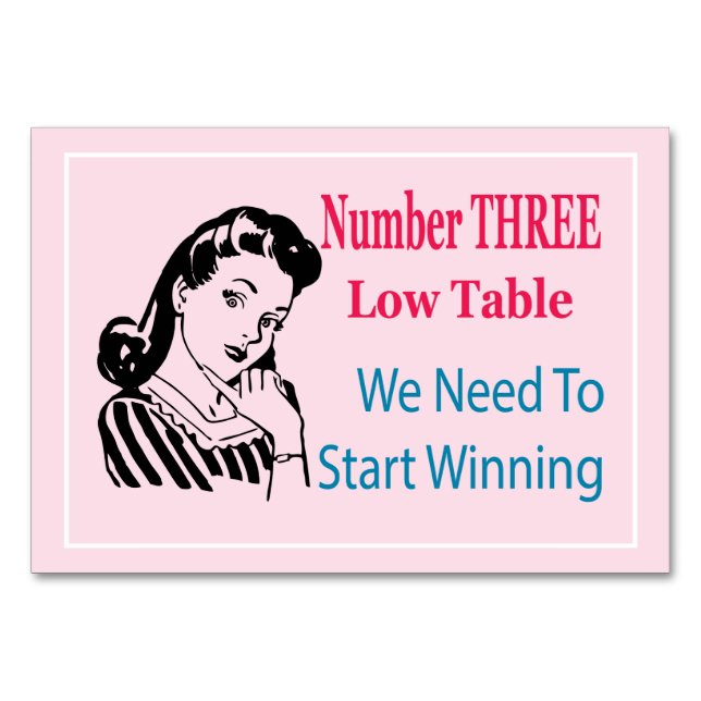 Funny Bunco Number Three Low Table Card (Front)