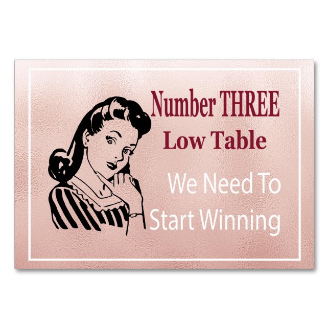 Funny Bunco Number Three Low Table Card (Front)