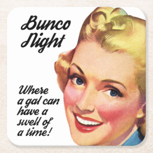 Funny Bunco Player Swell Of A Time Square Paper Coaster